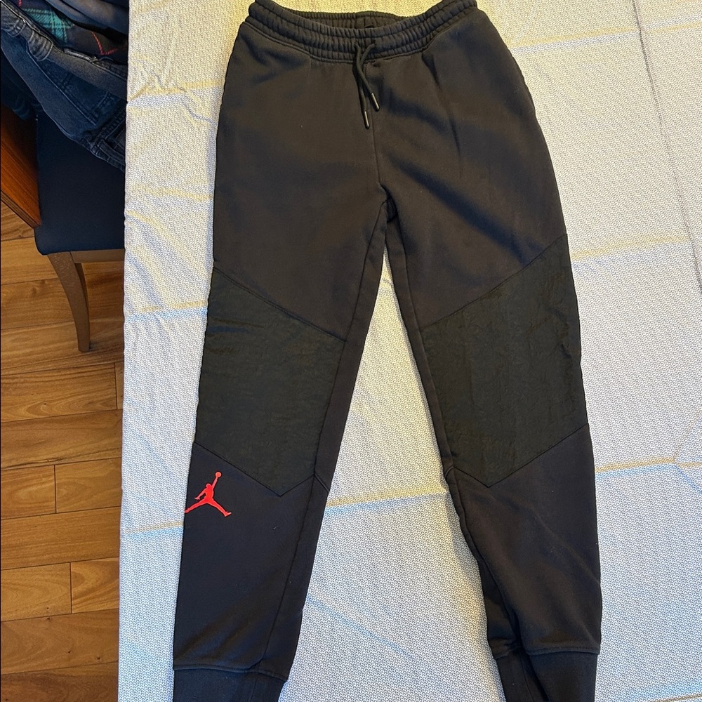 Jordan Black Sweatpants with Red Logo